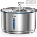 NPET Stainless Steel Cat Water Fountain, 1Gallon/135oz Automatic Pet Drinking Fountain Dog Water Dispenser with 8 Replacement Filters for Cats Indoor