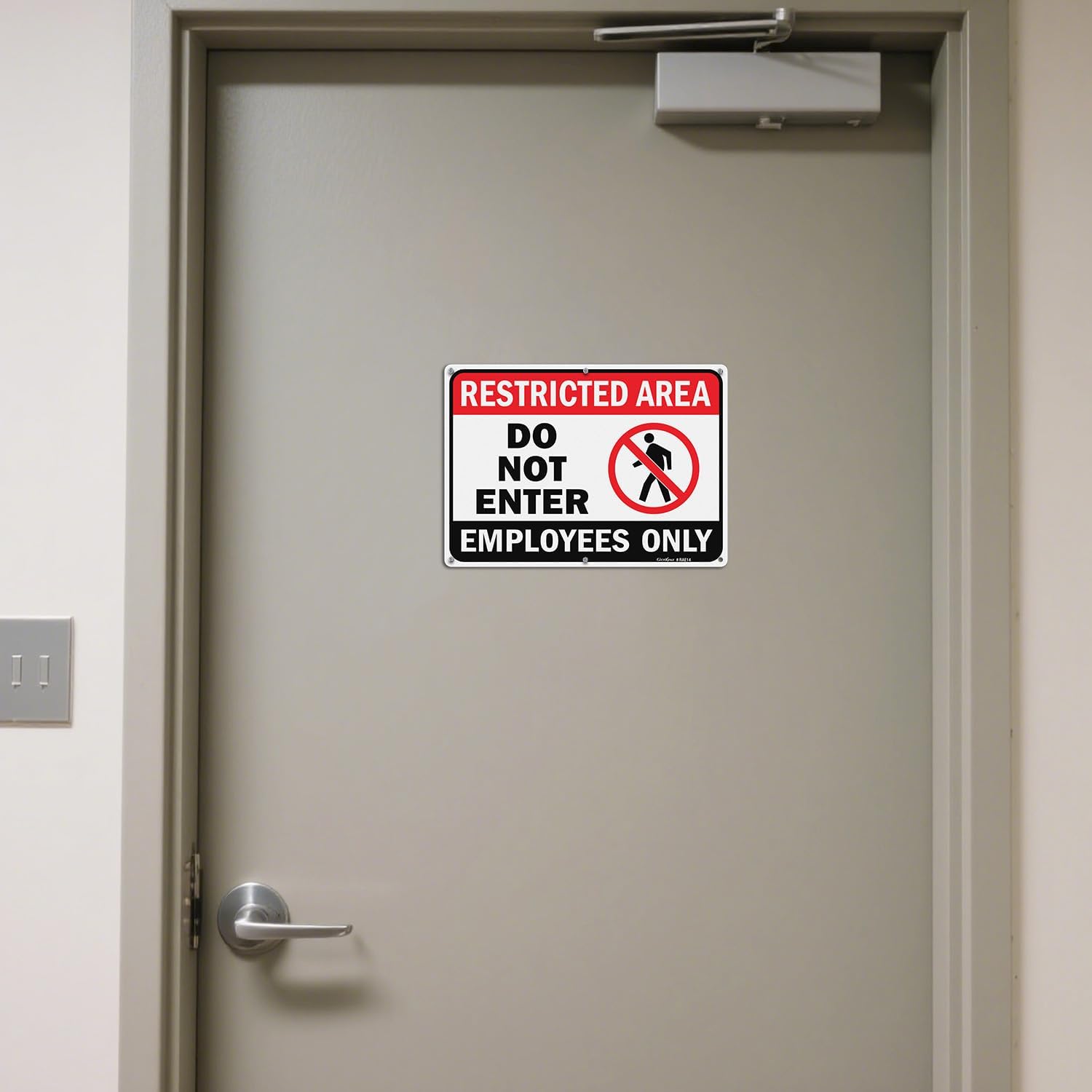 GicnKeuz Large Restricted Area Sign, 14x10 Inches Do Not Enter - Employees Only Signs, Rust Free.40 Reflective Aluminum, Fade Resistant/Waterproof, 6 Pre-drilled Holes (1 Pack)