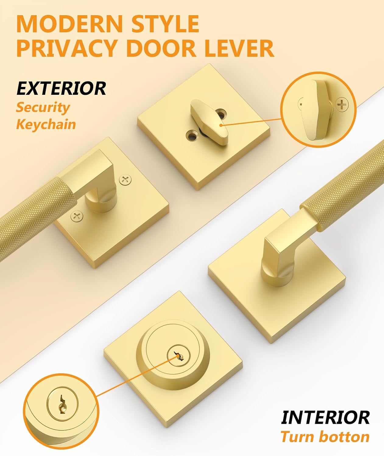 Asidrama Premium Gold Zinc-Alloy Front Door Lock Set: Double Cylinder Deadbolt, Heavy Duty Security Handleset for Left/Right Exterior Doors, Universal Entry Locks (1 Pack)