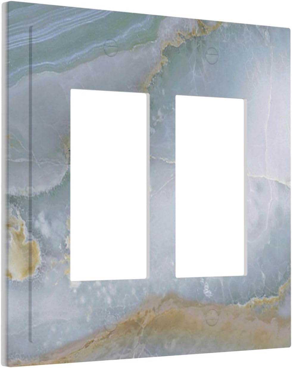 Decorative Outlet Covers Colored Art Marble Golden Line 2 Gang Double Gfci Rocker Electrical Wall Panels Light Switch Cover Plate For Bathroom Kitchen Decor