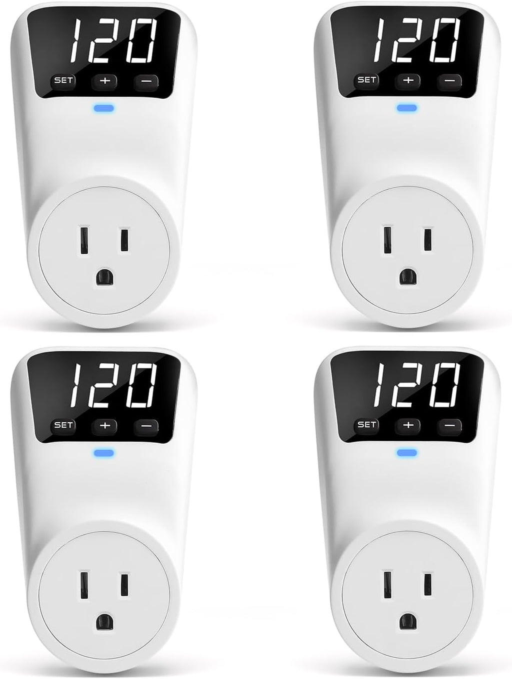 BSEED Surge Protector, 1800W Wall Surge Protector for Refrigerator, TV, PC, Home Appliance, Voltage Regulator with LED Display Screen, Adjustable Voltage Protector, 15A, 120V, 4 Pack