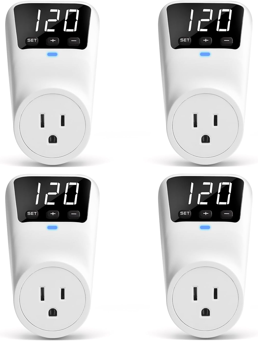BSEED Surge Protector, 1800W Wall Surge Protector for Refrigerator, TV, PC, Home Appliance, Voltage Regulator with LED Display Screen, Adjustable Voltage Protector, 15A, 120V, 4 Pack