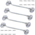 4 Pack Barn Door Latch Door Lock Hardware, Sliding Door Lock Eye Hook Latch with Screws, Rust-Resistant Metal Gate Latch, Privacy Hooks Latch for Inside Door