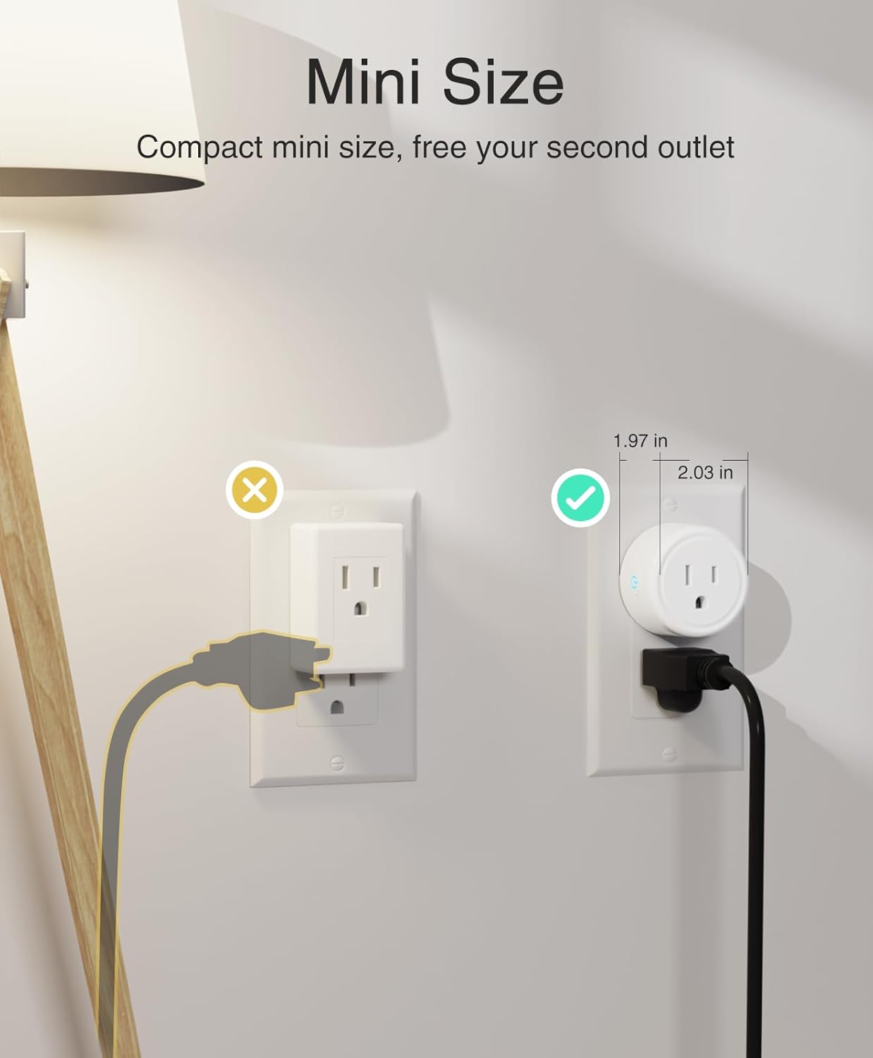 GHome Smart Plug Mini, WiFi Smart Outlet Plug Works with Alexa and Google Home, Timer Outlet with APP Control, Smart Plugs Only Supports 2.4GHz Network, No Hub Required, ETL FCC Listed, White