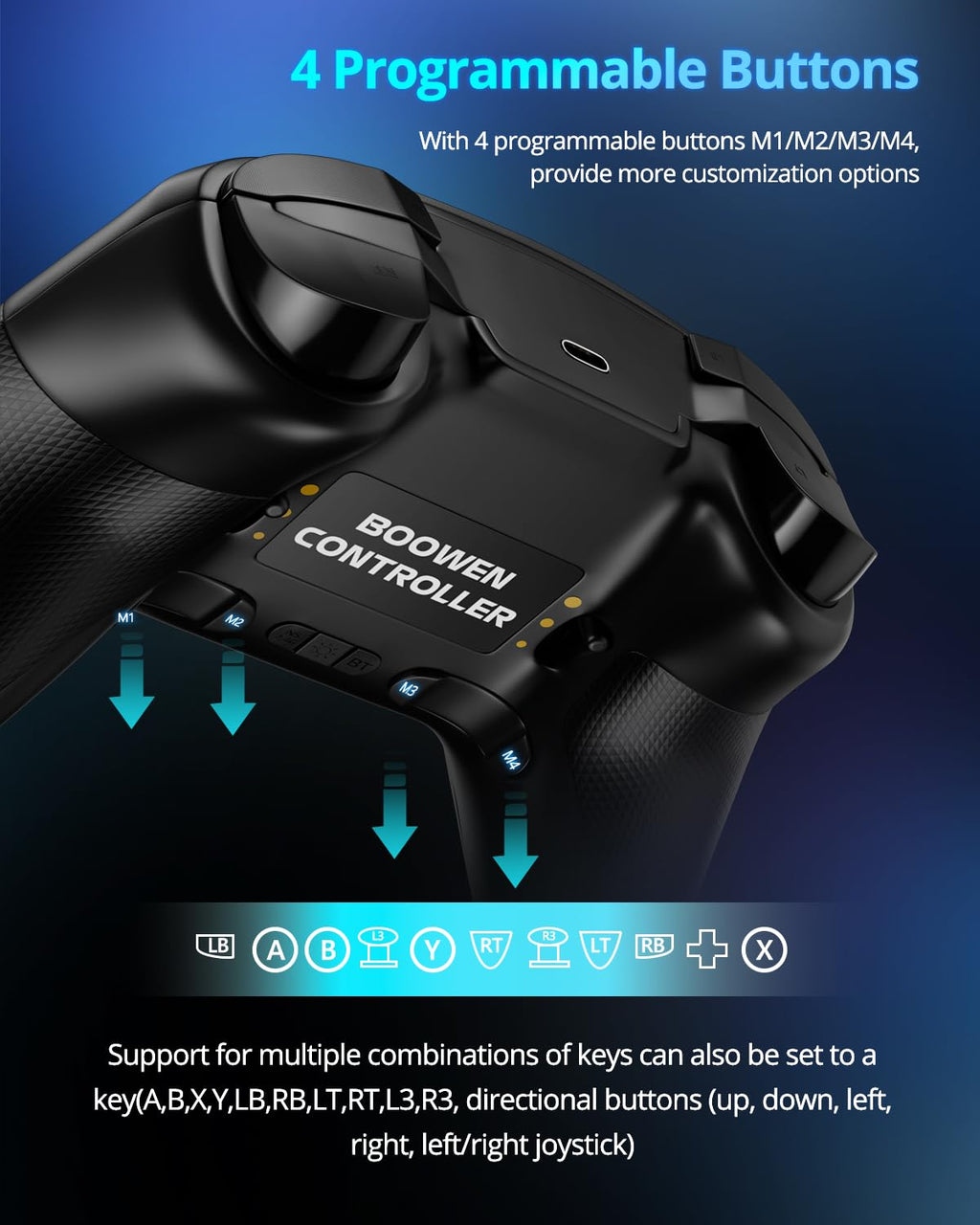 Multi-Platform Wireless Controller, PC Gaming Controller with 2.4G Adpater/Hall Joysticks/Hall Triggers/1200 mAh Battery/4 Programmable Buttons/RGB Lighting, Compatible with PC Windows 7/8.1/10/11, Switch/OLED/Lite, iOS, Android, Steam-Black