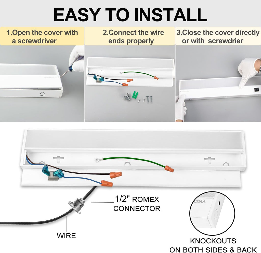 Ansen 3Packs of Under Cabinet Lights for Kitchen, 18in 15W 998LM, Dimmable Hardwire Led Light for Closet, CRI>92, R9>90, 3 Color Temperature, 3000K/4000K/5000K(Warm White, Cool White, Daylight)