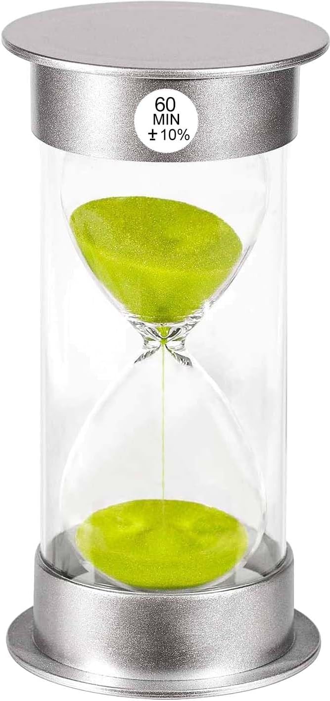SuLiao Sand Timer 60 Minute Hourglass, Green Sand Watch 60 Min, Large SandClock one Hour, Colorful Plastic Hour Glass Sandglass for Kids, Games, Classroom, Kitchen, Decor