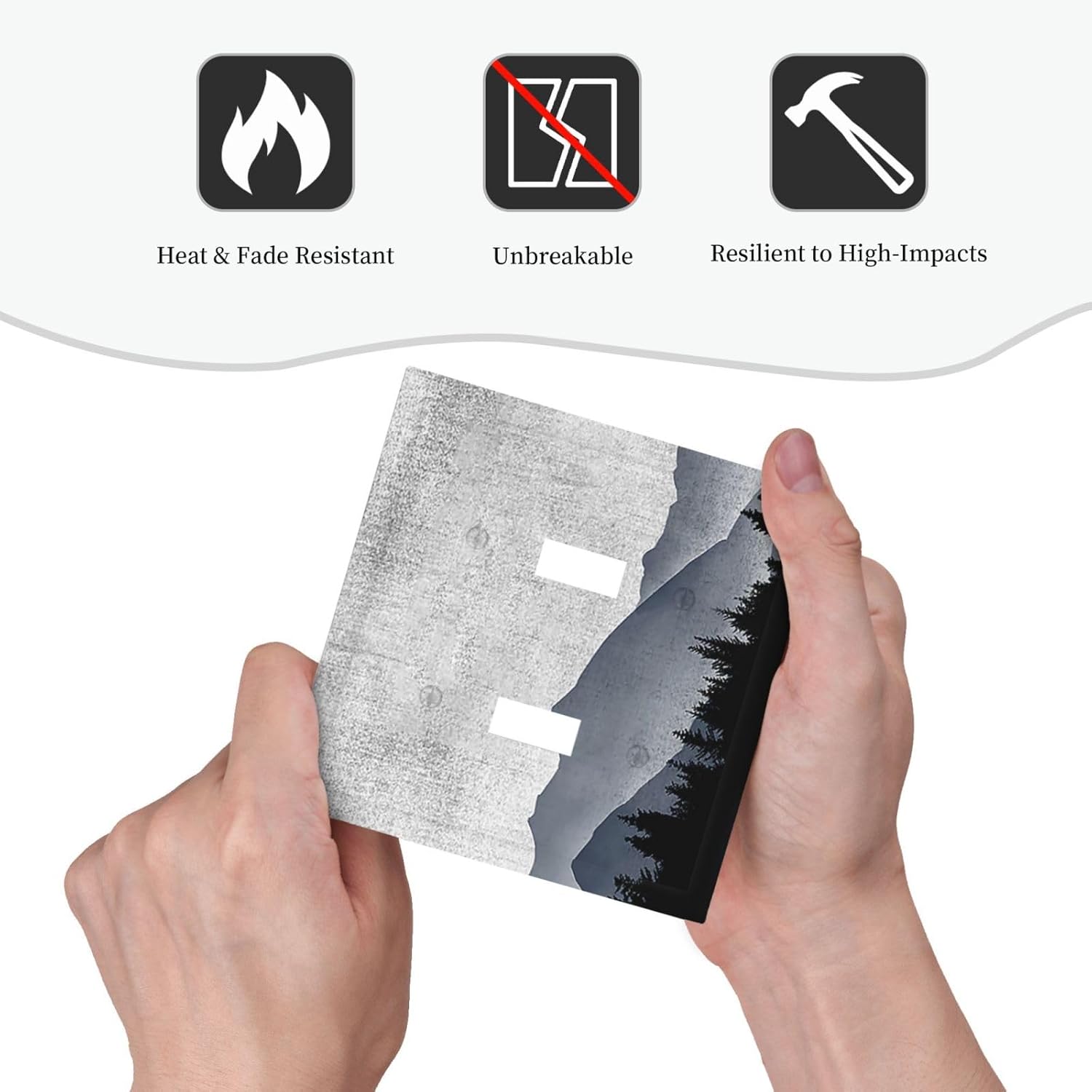 Decorative Switch Plates Natural Landscape Mountains Pine Trees 2 Gang Double Toggle Outlet Light Switch Cover Wall Plate Electrical Faceplate for Bedroom living Room Decor