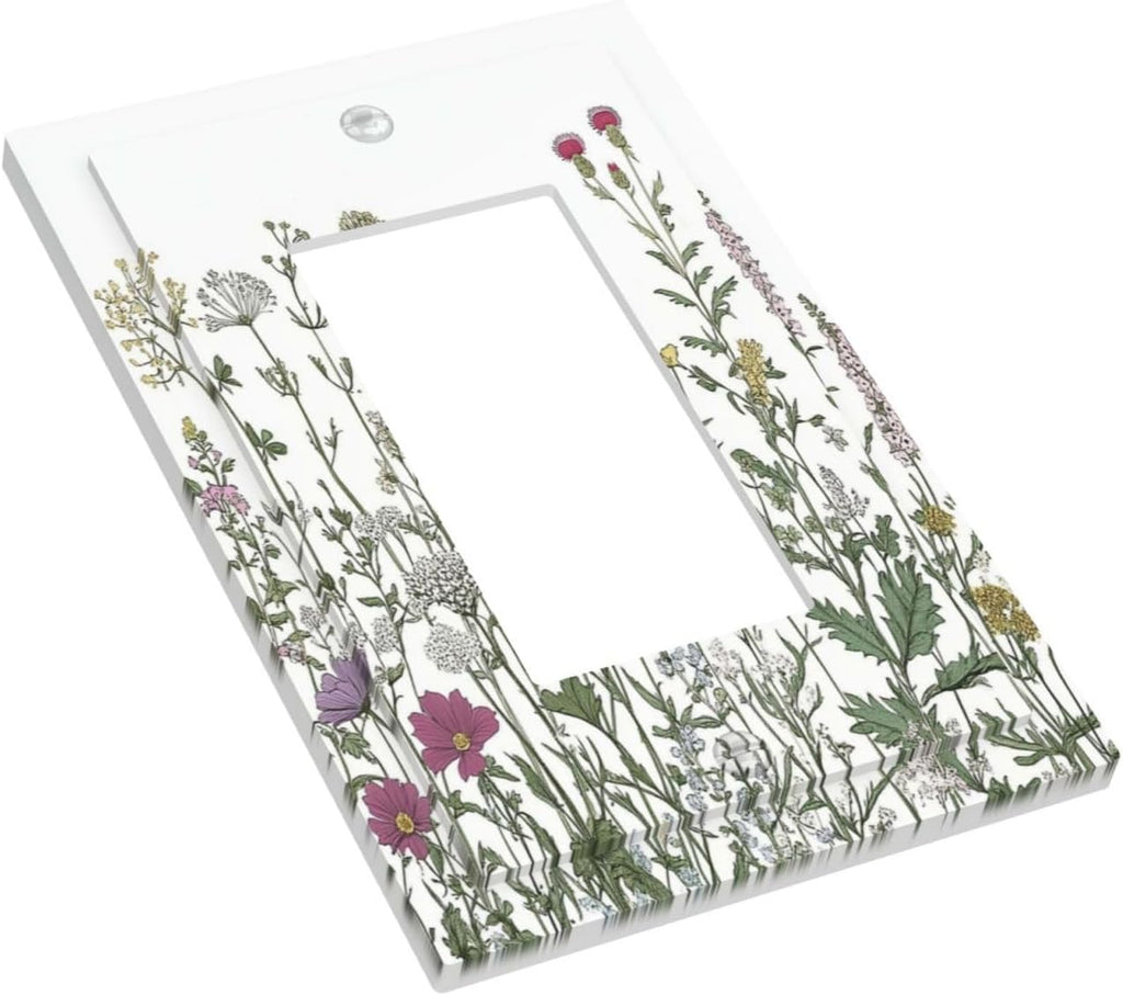 Vintage Herbs Wildflowers Plant Floral Decorative Outlet Covers 1 Gang Single Rocker Light Switch Cover Plate Wall Plates Gfci Faceplate For Bed Room Home Decor