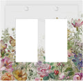 Decorative Outlet Covers Boho Wildflower Colorful Floral Butterfly 2 Gang Double Gfci Rocker Electrical Wall Panels Light Switch Cover Plate For Bed Room Living Room Decor