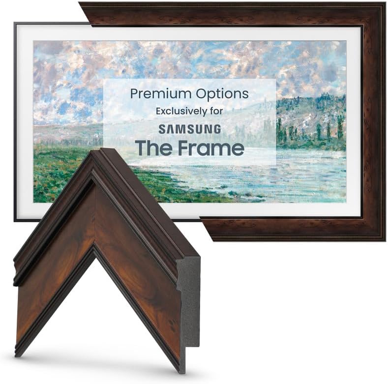 Burlwood 55" Premiere Deco TV Frame - Compatible ONLY with Samsung The Frame TVs (Fits 2021-2025, LS03A, LS03B, LS03C, LS03D, LS03FA)