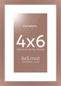 Homeforia 4x6 Picture Frame Mocha, High End Metal 4 x 6 Mocha Frames with Mat 3 x 5 for Art, 4x6 Desk Frame Matted to 3x5 inch Photo, 4 by 6 Wall or Tabletop Frames, Tempered Glass, Wall Kit, Set of 1