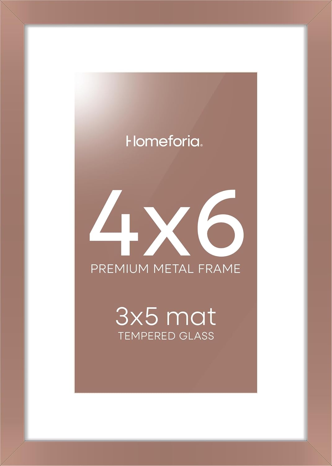 Homeforia 4x6 Picture Frame Mocha, High End Metal 4 x 6 Mocha Frames with Mat 3 x 5 for Art, 4x6 Desk Frame Matted to 3x5 inch Photo, 4 by 6 Wall or Tabletop Frames, Tempered Glass, Wall Kit, Set of 1