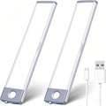 2 Pack Rechargeable Under Cabinet Lights with Motion Sensor - 30 LED 10 Inch, Wireless USB-C Magnetic for Kitchen, Bedroom, Wardrobe Closet Lighting