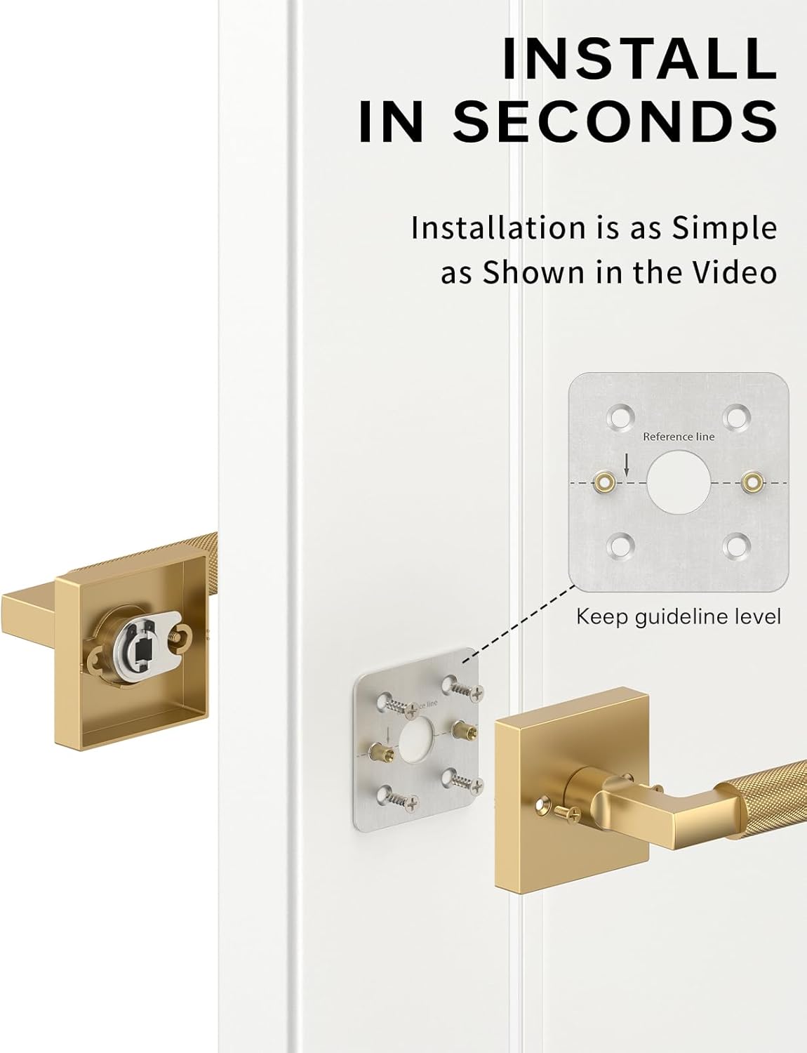Asidrama 2 Pack Champagne Bronze Dummy Door Handles, Non-Turning Decorative Door Lever with Door Knobs for Closet, French Double Doors, Pantry & Interior Push/Pull Use 09