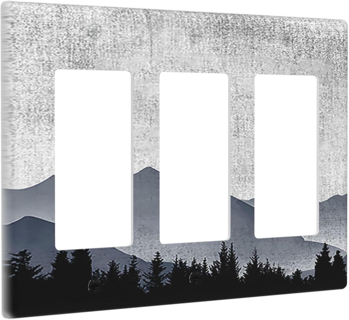 Light Switch Covers Natural Landscape Mountains Pine Trees 3 Gang Rocker Electrical GFCI Decorative Triple Outlet Wall Plate Cover Switchplate for Bedroom living Room Decor