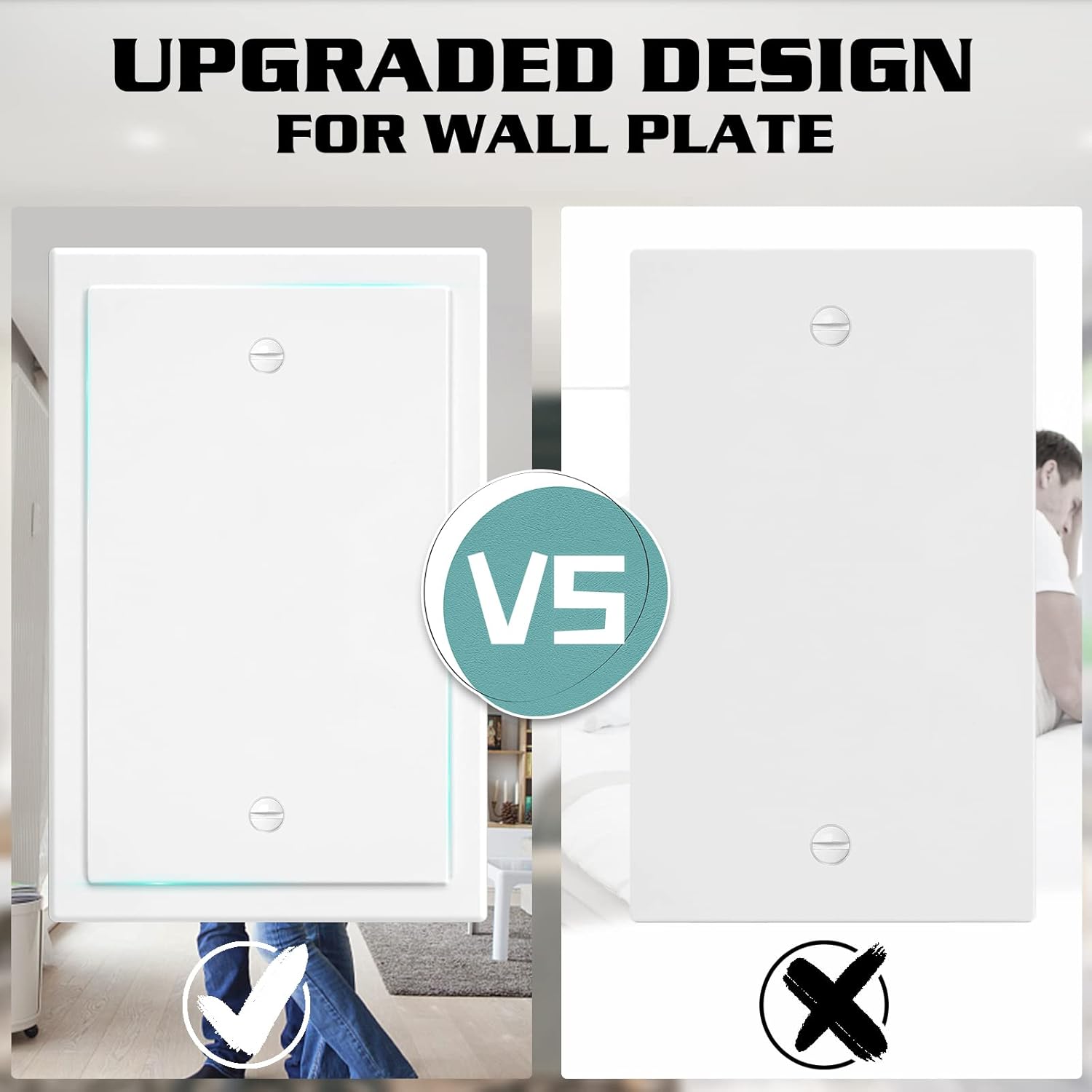 1-Gang Modern Edge Decorative Wall Plate Cover Switch Outlet Single Blank Electrical Faceplate for Light Switches, Smart Switch, GFCI, Dimmers, Receptacle, USB Outlet (4 Pack, Single Blank)
