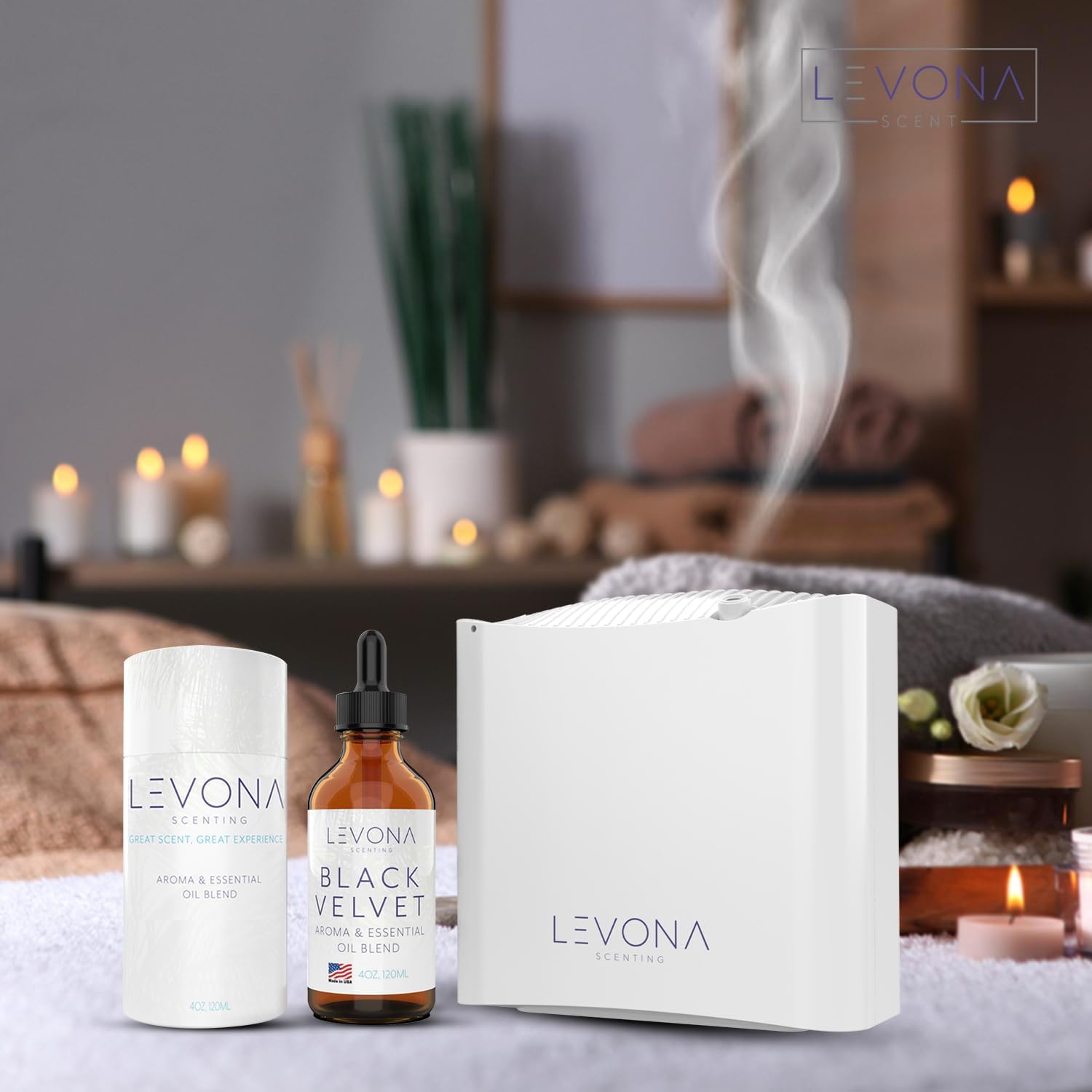 Levona Scents Oil Diffuser Essential Oils: Fragrance Oil for Diffuser - Black Velvette Diffuser Oils Scents - Woody Citrus with Herbal Floral Essential Oil Blends, Oakmoss, White Musk & Sandalwood