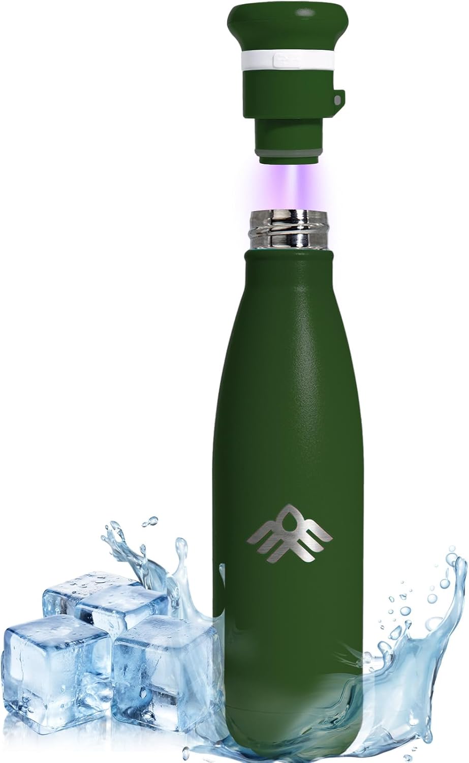 27 oz Smart Self Cleaning Water Large Bottle Forest 304 Stainless Steel Insulated Light Purifying Bottle LED + Activated-Carbon Filter USB-C Rechargeable BPA-Free for Outdoor & Sports