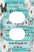 Teal Butterfly Daisy Rustic Wooden Signs Outlet Covers 1 Gang Duplex Light Switch Cover Decorative Switch Plates Electrical Receptacle Faceplate Wall Plate For Farmhouse Cabin Decor
