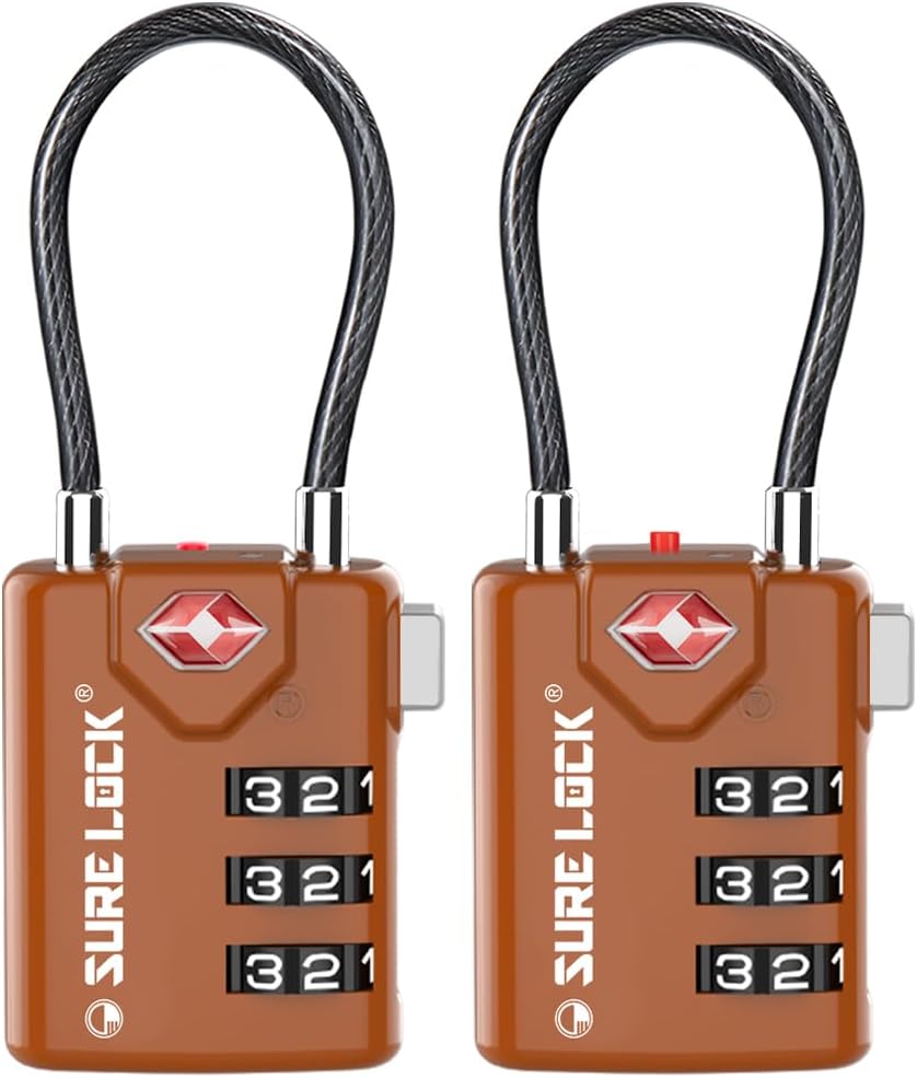 SURE LOCK TSA Compatible Travel Luggage Locks, Inspection Indicator, Easy Read Dials TSA Approved with Zinc Alloy