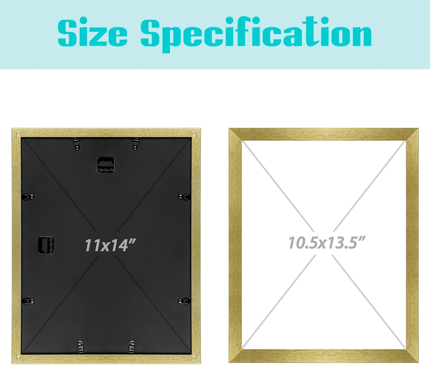 Golden State Art, 11x14 Picture Frame with Mat for 8x10 - High Definition Glass Wall Mounting Horizontal Vertical Display (Gold, 2 Pack)