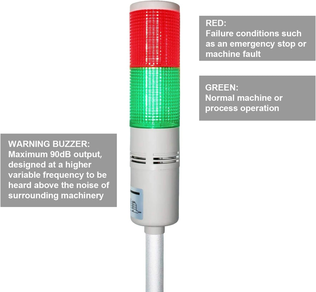 12V LED Tower Stack Lights, Industrial Warning Signal Lights Tower Lamps, Facility Safety Signal Indicator, LED Andon Light (DC 12V/2 Layers/with Sound)