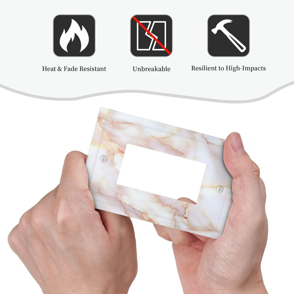 Decorative Outlet Covers Pink Jade Marble Granite 1 Gang Single Rocker Light Switch Cover Plate Wall Plates Gfci Faceplate For Bathroom Kitchen Decor