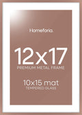 Homeforia 12x17 Picture Frame Mocha, High End Metal 12x17 Poster Frames with Mat 10x15 for Photo, 12 x 17 Mocha Frame Matted to 10 x 15 inch Print, 17x12 Thin Frame, Tempered Glass, Wall Kit, Set of 1