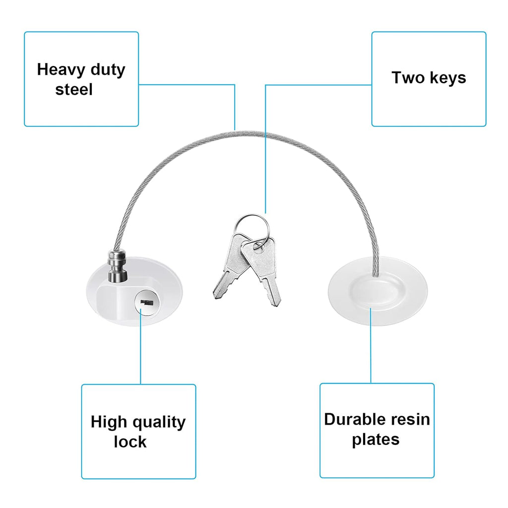 Hotop 4 Pack Cabinet Locks with Keys Mini Fridge Refrigerator Locks for Kids Toddlers Self Adhesive Child and Baby Proofing Safety for Deep Freezer Drawers Doors Latch(White)