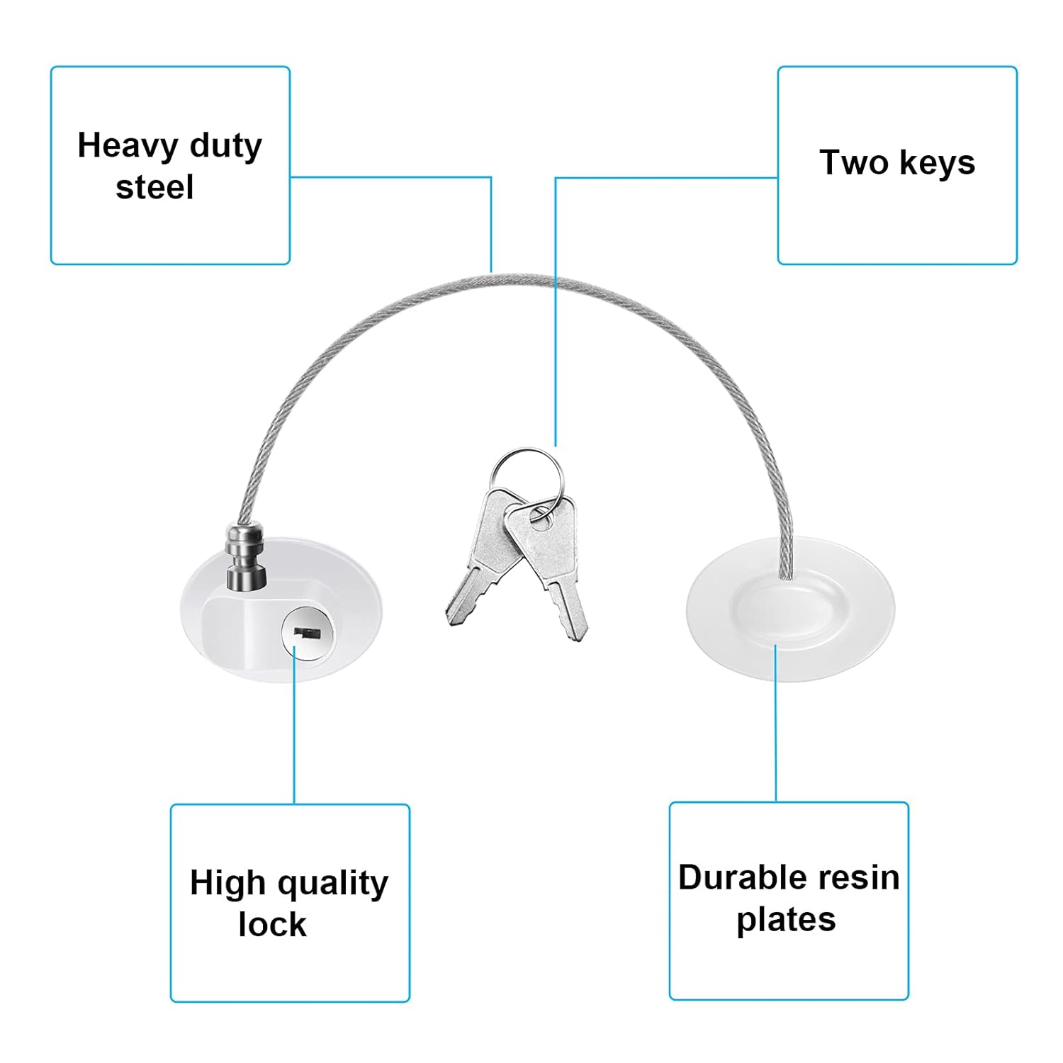 Hotop 4 Pack Cabinet Locks with Keys Mini Fridge Refrigerator Locks for Kids Toddlers Self Adhesive Child and Baby Proofing Safety for Deep Freezer Drawers Doors Latch(White)