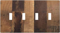 Rustic Brown Wood Vintage Wood Board Light Switch Covers Quad Toggle Electrical Faceplate 4 Gang Wall Plate Decorative Switch Plates For Farmhouse Cabin Decor