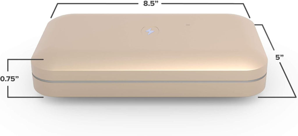 PhoneSoap 3 UV Cell Phone Sanitizer & Dual Universal Cell Phone Charger Box | Patented & Clinically Proven 360-Degree UV-C Light Sanitizer | Disinfects and Charges All Phones (Light Gold)
