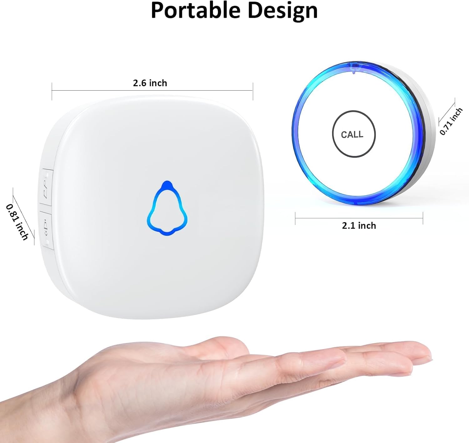 Caregiver Call Alarm Button for Home，Life Alert Beeper for Elderly Monitoring Emergency Bell, 500FT Wireless Panic Call Alarm, Nurse Care for Seniors Patients, Waterproof