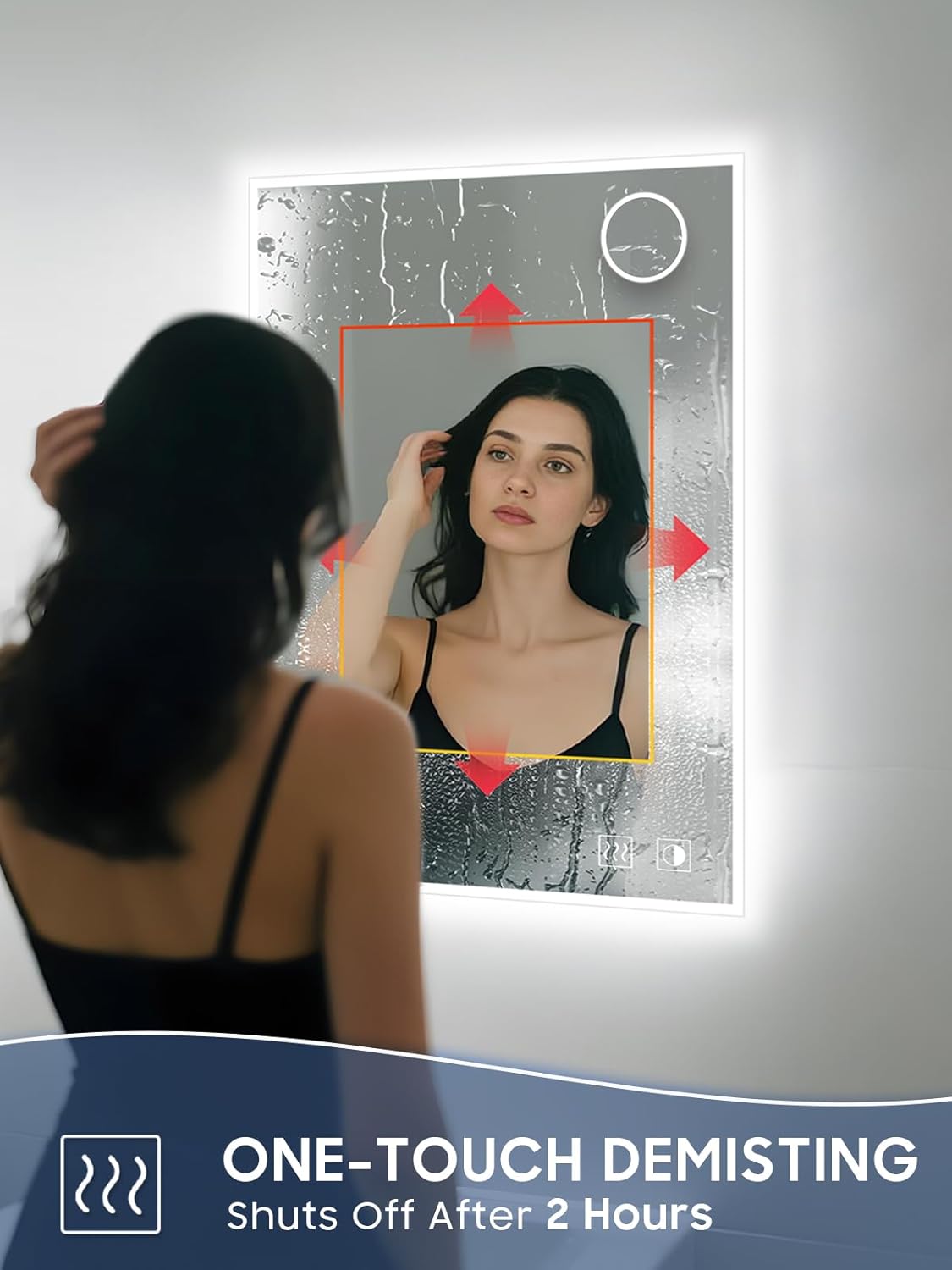 Led Mirror for Bathroom, 24x32 Inch Backlit Mirror with 10X Magnification and Shaver Charging Port, Anti-Fog, Memory Function, 3 Color Temperature, Dimmable Led Bathroom Mirror, Horizontal/Vertical