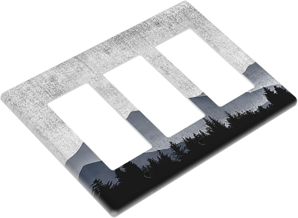 Light Switch Covers Natural Landscape Mountains Pine Trees 3 Gang Rocker Electrical GFCI Decorative Triple Outlet Wall Plate Cover Switchplate for Bedroom living Room Decor