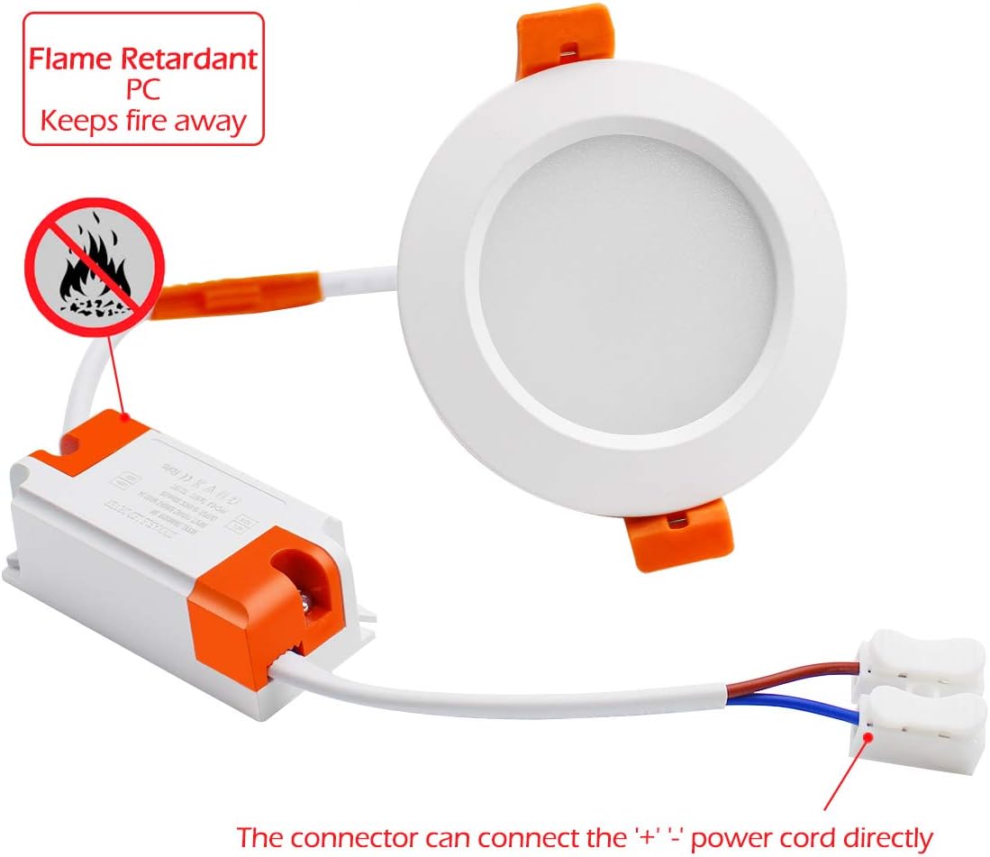 YGS-Tech 2 Inch LED Recessed Lighting, Dimmable Downlight 3W(35W Halogen Equivalent), CRI80, 5000K Daylight White Ceiling Light with LED Driver(1 Pack)