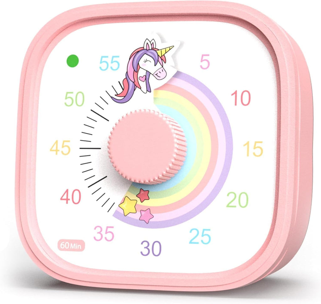Visual Timer for Kids – Rainbow Ride Clock - Silent Time Management – 60 Minute Countdown – Focus and Productivity Tool – for Classroom, Toddlers, Study, Toothbrush – Fun Design – Adjustable Alarms