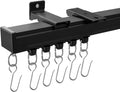 Ceiling Curtain Tracks Ceiling Mounted Heavy-Duty Curtains Rails Room Divider Curtain Track for Living Bedroom Shower Privacy RV Garage Divider Track and Hooks, Black 18ft.