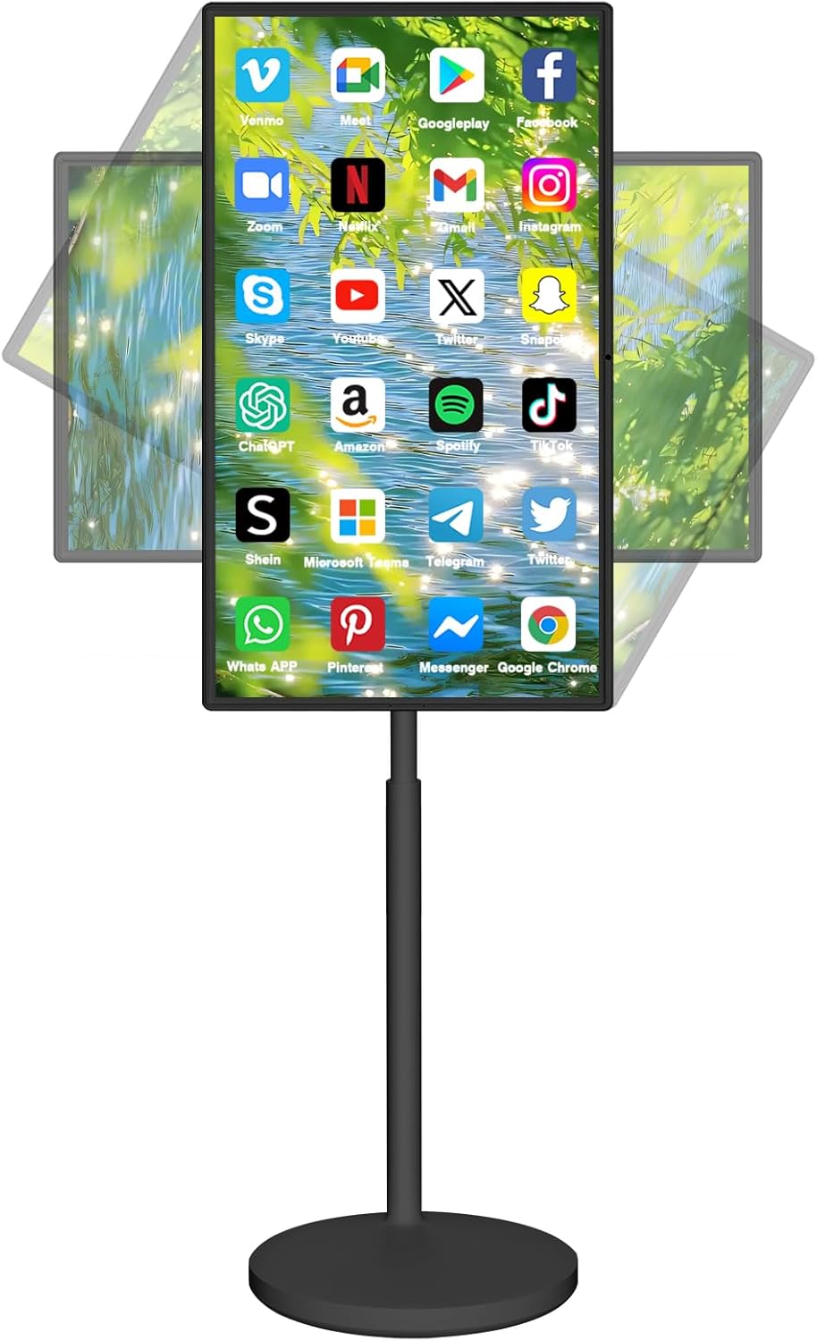 Portable Smart Screen On Wheels, 4K Touchscreen Display, Build-in 4K Camera, Rolling TV Android 13 OS, Built-in Battery (5-8H), Remote Control, 8+128GB Storage (Black/32 inches Ultra)