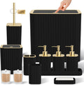 Bathroom Accessory Set - Bathroom Set, 12PC Bathroom Accessories Set, Black Bathroom Accessories Set, Mini Trash Can, Toilet Brush, Trash Can & Soap Dispenser