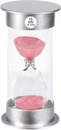 SuLiao 15 Minute Hourglass Timer Sand Clock, Unbreakable Pink Sand Watch 15 Min, Colorful Plastic Hour Glass Sandglass for Kids, Games, Decor, Classroom, Kitchen, Toothbrush Timer