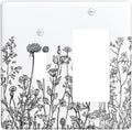 Outlet Covers Floral Wildflower Rustic Plant Leaves 1 Toggle 1 Rocker Combination Decorative Wall Plate Electrical Switch Plates Light Switch Cover Plate For Farmhouse Cabin Decor
