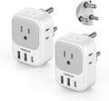 South Africa Plug Adapter 2 Pack, TESSAN Type M Power Adapter with 4 AC Outlets 3 USB Ports(1 USB C), Travel Adaptor US to Botswana Namibia Nepal Bhutan