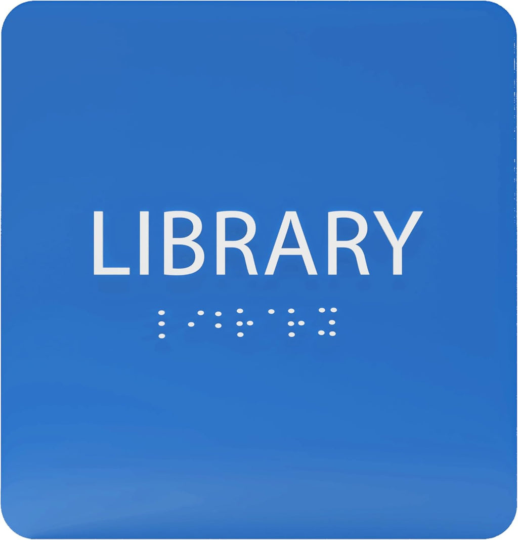 6" X6" Library Sign - ADA Compliant Tactile Graphics Grade 2 Braille Text Acrylic Wall Sign - Quiet zone, Information Convey, Group Study Room Door Signs for Office, School, Home