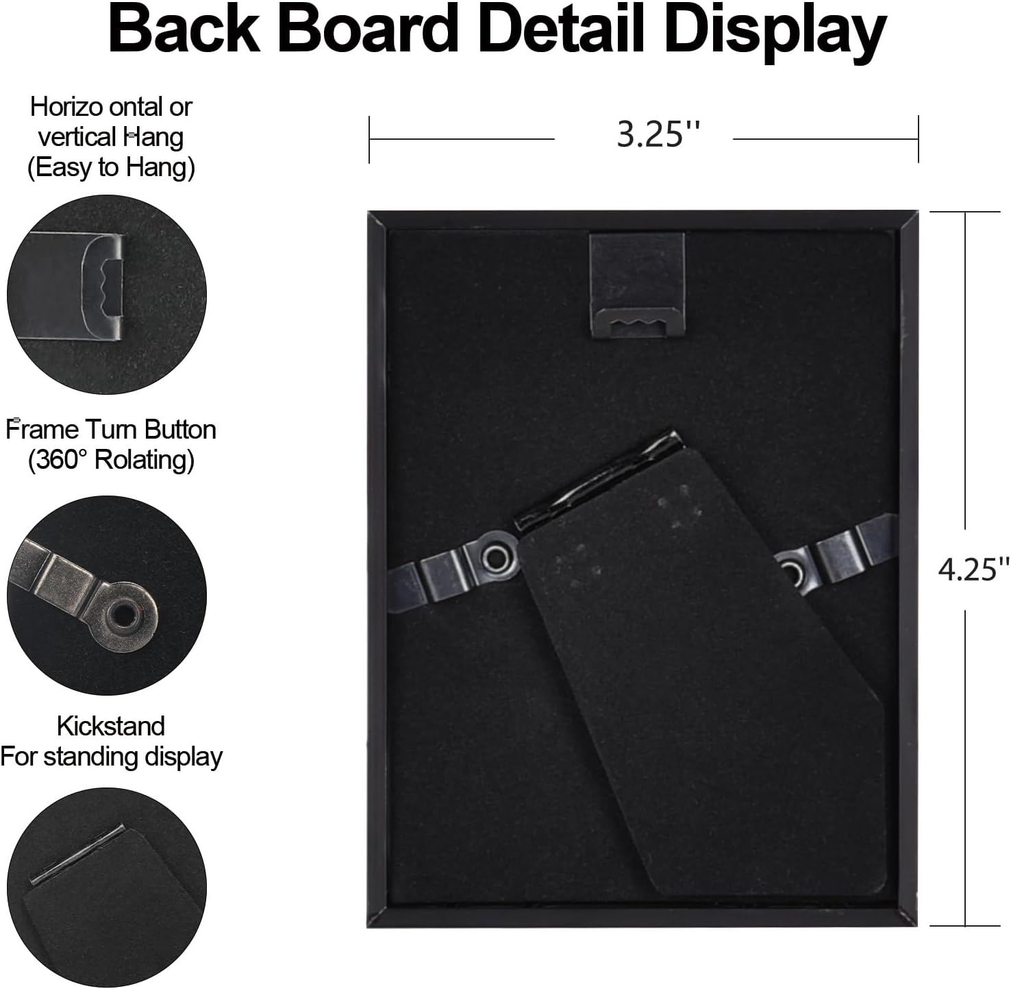 3x4 Picture Frame Set of 3, Black Aluminum Metal Photo Frames with HD Glass, Fits 2x3 with Mat or 3 x 4 without Mat, Display for Wall and Table
