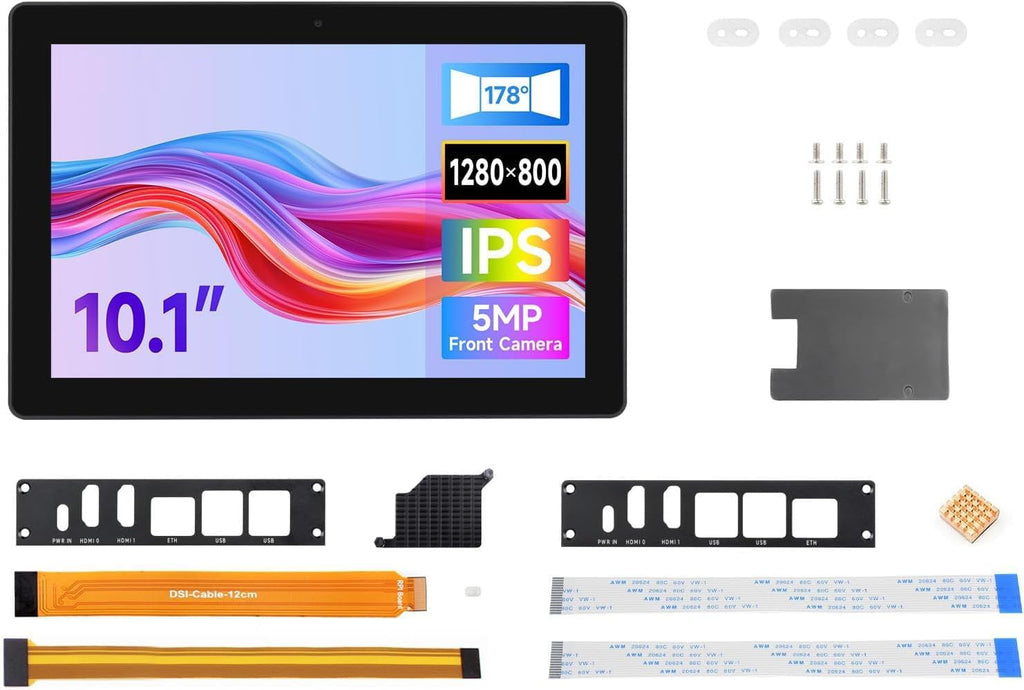 Industrial HMI All-in-one Touch Display for Raspberry Pi 5 4, 10.1inch Screen Monitor, Dual 4K HDMI Output, 10-Point Touch @XYGStudy (RPI-HMI-101D-ACCE-B)