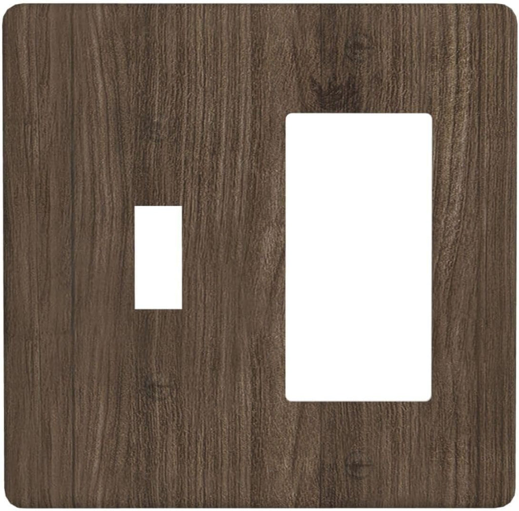 Outlet Covers Rustic Walnut Wood Grain 1 Toggle 1 Rocker Combo Light Switch Cover Plate Decorative Switch Plate Covers Electrical Wall Plate for Farmhouse Cabin Decor