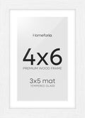 Homeforia White Picture Frames 4x6, High End Oak 4x6 Wooden Frame with Mat 3x5 Art, 4 x 6 White Wood Frames Matted to 3 x 5 inch Photo, 6by4 Wall or Tabletop Frame, Tempered Glass, Wall Kit, Set of 1