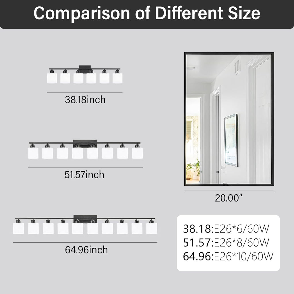 6-Light Black Vanity Lights for Bathroom, Modern Bathroom Vanity Lighting Fixtures Over Mirror, Bathroom Light Fixtures for Bathroom Mirror, Living Room, Hallway, Vanity Table, E26 Base